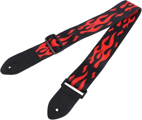 حزام جيتار Totority Flame مع نهايات جلدية للجيتار الكهربائي الصوتي والباس، تصميم بطول قابل للتعديل للموسيقيين وفناني الأداء in Kuwait