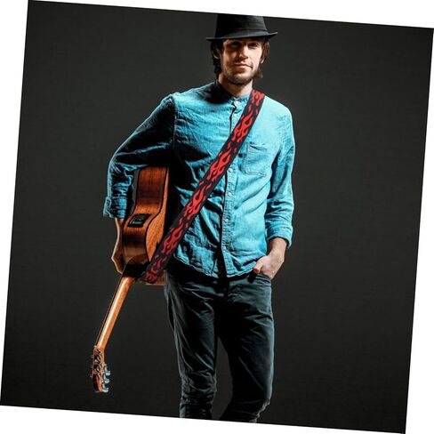 حزام جيتار Totority Flame مع نهايات جلدية للجيتار الكهربائي الصوتي والباس، تصميم بطول قابل للتعديل للموسيقيين وفناني الأداء in Kuwait