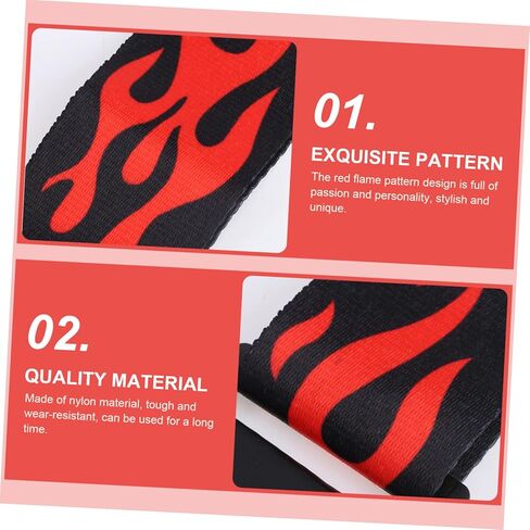 حزام جيتار Totority Flame مع نهايات جلدية للجيتار الكهربائي الصوتي والباس، تصميم بطول قابل للتعديل للموسيقيين وفناني الأداء in Kuwait