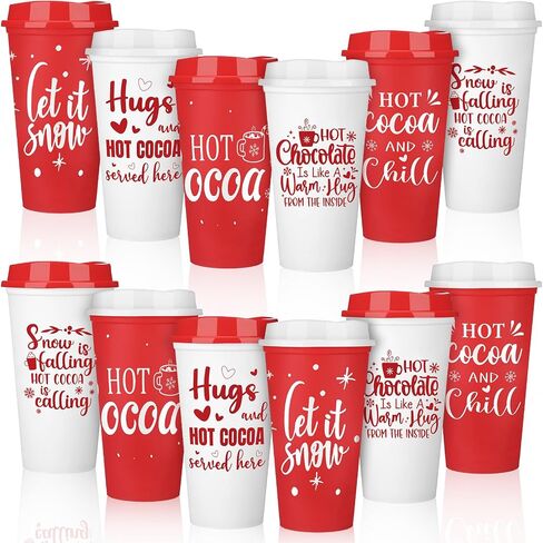 Tioncy 12 Pcs Reusable Camping Gifts Camping Mugs Set 16oz Camping Coffee Mug Camping Themed Coffee Cups Plastic Travel Mug Happy Camper Camping Lover Holiday Gifts for Drinking Outdoor in Saudi Arabia