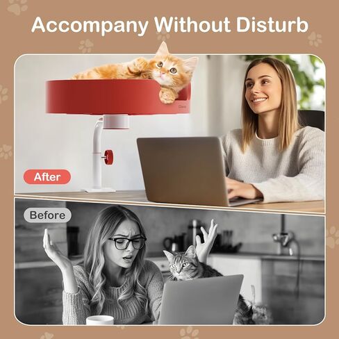 Cat Bed Desk Nest with Teaser,Easy Installation Shelf,Sturdy Frame,Removable Cushioned Cushion, Space Saving Design,Ideal for Side Table,Home Office,Fits Cats in Saudi Arabia