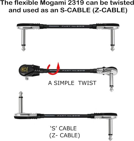WORLDS BEST CABLES 6 Units - 12 Inch - Pedal, Effects, Patch, Instrument Cable Custom Made Made Using Mogami 2319 Wire and Eminence Nickel Plated ¼ inch (6.35mm) R/A Pancake Type Connectors in Saudi Arabia