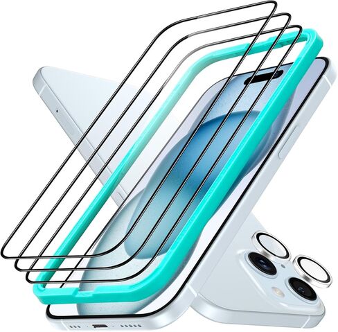 ESR 3 Pack for iPhone 14 / iPhone 13 / iPhone 13 Pro Screen Protector, [9H Hardness] [Military Grade Shatterproof] Tempered Glass Film with Flawless Fit Tray in Kuwait