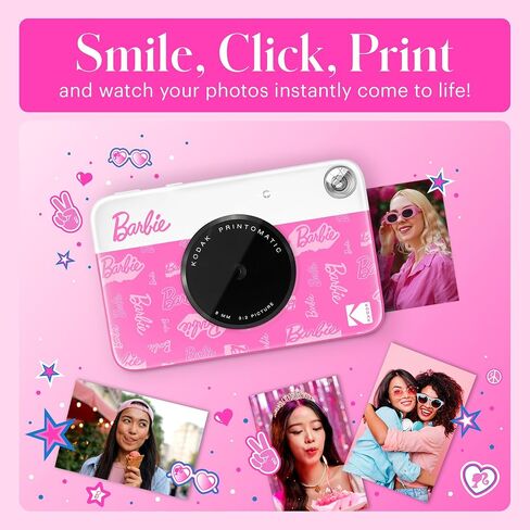Barbie x Kodak Printomatic Full-Color Instant Print Digital Camera – 5MP Portable Barbie Camera Prints Colorful 2x3" Sticky-Back Photos – Iconic Style in Saudi Arabia