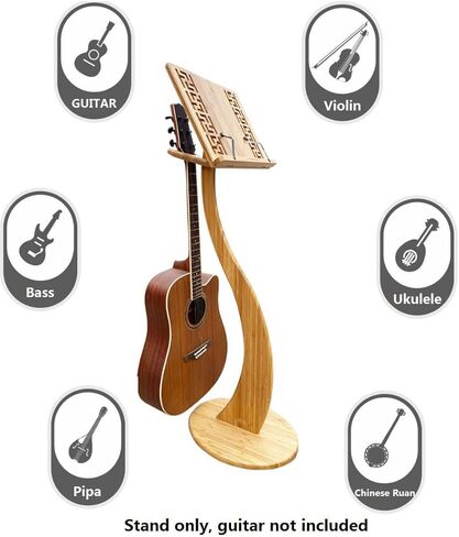 تقف الموسيقى الورقية القابلة للطي من الخيزران من وانليان مع مشبك جيتار صينية، حامل الموسيقى للموسيقى الورقية تصميم الوجه بزاوية 340 درجة، مع نمط أنيق مجوف قديم، لمشغل منبر الكمان والبيانو القيثارة in Kuwait