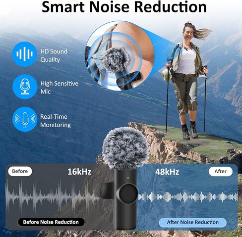 2 Pack Wireless Lavalier Microphone for Camera/iPhone/Android Phone/Laptop/Computer, Plug-Play 2.4GHz Wireless Microphones for Video Recording, Interview, Vlogging in Saudi Arabia