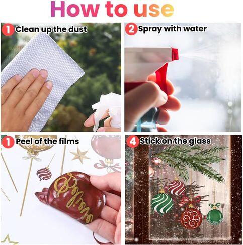 8 Sheets Christmas Window Clings Stickers, Double Side Santa Xmas Tree Gingerbread Man Window Decals Winter Window Stickers Decorations for Home Office School Glass Window Decorations in Saudi Arabia