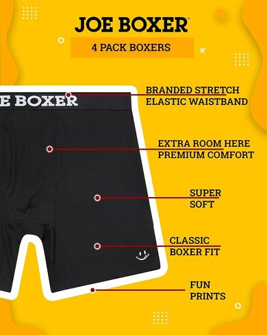 JOE BOXER Solid Black Performance Boxer Briefs Underwear in Saudi Arabia