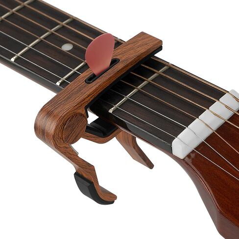 Wood Grain Capo with Pick Holder for Acoustic Electric Guitar, Ukulele, Mandolin, Banjo in Saudi Arabia
