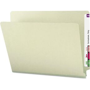 Smead End Tab Pressboard File Folder, Straight-Cut Tab, 1" Expansion, Letter Size, Gray/Green, 25 per Box (26200)