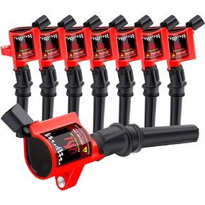 CarBole DG508 Ignition Coil Pack High Engine 8 PCS Ignition Coil Curved Boot for Ford E150 E250 E550 F150 F250 F550 4.6L 5.4L 6.8L V8 V10 Lincoln Mercury Compatible Part DG508 DG457 DG472 DG491 F523