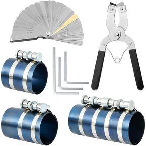 8Pcs 3" 4" 6" Piston Ring Compressor, Car Engine Piston Ring Compressor Tool with Pliers, Hex key and Stainless Steel Feeler Gauge, Piston Ring Installation Tool for Car Engine