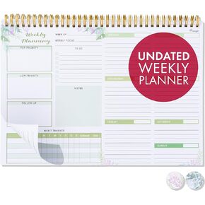 Ensight Weekly Undated Planner Notepad 8.5x12 – 52 Week Calendar & To Do List for Planning with Easy Tear off Sheets – Used for Goal, Schedule & Habit Tracking (Watercolor)