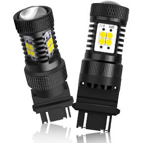 مصابيح AUXITO باللون الأبيض والعنبر المزدوج 3157 3155 3457 4157 LED مع جهاز عرض 3030 شريحة لأضواء إشارة الانعطاف للسيارة، (عبوة من قطعتين)