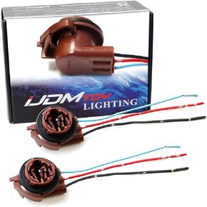 iJDMTOY 3156 3157 Pre-Wired Harness Sockets As Repair, Replacement, Install LED Bulbs Compatible with Turn Signal Lights, DRL Lamps or Brake/Tail Lights