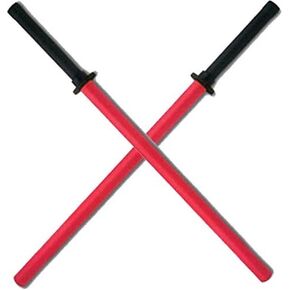Set of 2 Red Padded Sparring Bokken Foam Sword Practice Blade