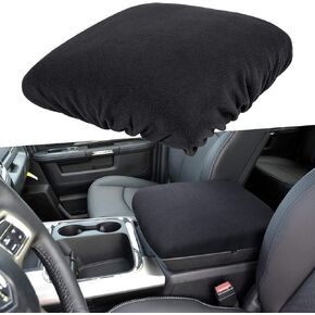 Center Console Armrest Pad Cover for Dodge Ram 1500 2500 3500 4500 5500 Pickup Truck 1993-2023 Black Soft Car Armrest Seat Box Protector Cushion Interior Accessories All Weather (Red Dog Paw)