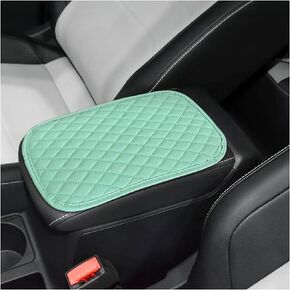 8sanlione Auto Center Console Pad, PU Leather Car Center Console Box Cushion, Non Slip Soft Armrest Seat Box Cover, Waterproof Vehicle Armrest Protector, Car Accessories for SUV Truck (Beige)