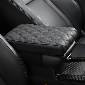 Car Center Console Cover pad Genuine Cowhide Leather,Black Armrest Box mat, Vehicle Arm Rest Cushion Protector,Memory Foam true cow Leather,Consoles Hand Rest Pillow(sizeA 12 x 6.3 x 2.2 inch)