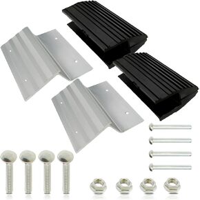 BISupply Truck Loading Ramp Ends - 8in Aluminum Ramps Bracket and Rubber Feet Kit for Car, Trucks, Trailer, Driveway, Shed, Lawn Mower