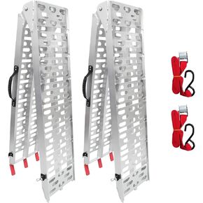 منحدرات Grandroad Auto ATV، قطعتان من سلالم التحميل القابلة للطي بطول 7.5أقدام لشاحنة الالتقاط، منحدر مقطورة ألومنيوم بسعة 1500 رطل لنافخ الثلج، ATV، الدراجات النارية، الدراجات الترابية، جزازات العشب، عربة الجولف (مع مقبض) in Kuwait