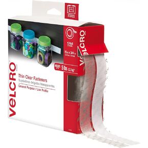 شريط شفاف رفيع من ماركة VELCRO | 15 قدمًا × ¾ بوصة | قطع الشرائط حسب الطول | حل تثبيت المكتب المنزلي أو الحرف اليدوية | لفة كبيرة، 91325