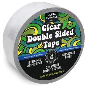 Clear Double Sided Tape for Crafts 1 inch Wide Heavy Duty Adhesive Tape Two Side Strong Sticky Thin Mounting Tape for Poster Carpet Wall Safe Doublesided Stick - 3 Rolls 60FT x 1" 180FT Total