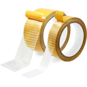 2 Packs Double Sided Mesh Tape Heavy Duty Super Sticky 66 FT - 2 Inch + 1 Inch Fiberglass Tape Adhesive Tape Set with Industrial Grade Mesh for Mounting Carpets, Pictures