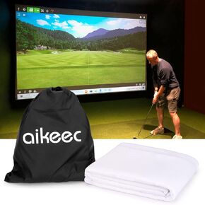 aikeec Golf Simulator Impact Screen: Golf Hitting Net with 32 pcs Grommets Holes for Home Projector Practice
