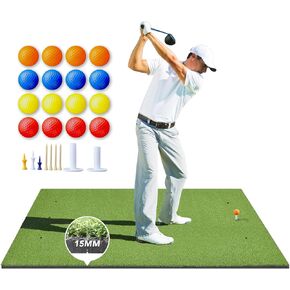 بساط الجولف، بساط ضرب الجولف مقاس 5 × 4 أقدام مع 16 كرة جولف إسفنجية و9 تي شيرت جولف، سجادات جولف من العشب الصناعي للتمرين في الهواء الطلق، سمك قياسي in Kuwait