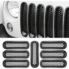 Upgrade Version Clip-on Grille Front Mesh Grille Inserts For Jeep Wrangler 2007-2017 (Black)