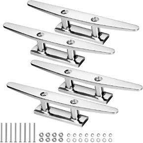 Boat Cleats Marine Grade 316 Stainless Steel Boat Mooring Cleat Pack of 4, Installation Accessories Included