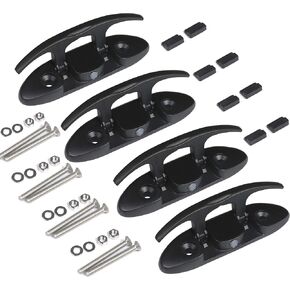 4-1/2" Boat Folding Cleat Marine Dock Cleats Flip Up Boat Cleats Stainless Steel with Fastener Pack of 4