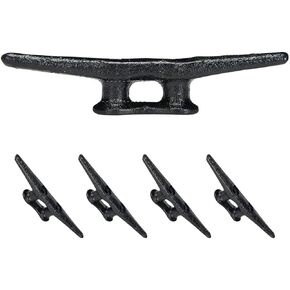 Simplified Living 6" Dock Cleat | Weatherproof Electrophoretic Coated Cast Iron 6 Inch Black Boat Cleat Tie Downs for Marine Pier or Decorative Nautical Maritime Décor | 4, 8, or 16 Pack