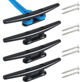 Boat Cleats 4inch/5inch/6inch, High Impact Black Nylon Dock Cleats,Boat Dock Cleat Rope Cleat with Screws, Perfect for Marine, Deck, Nautical Decor/Home Decor (4,6 Pack)
