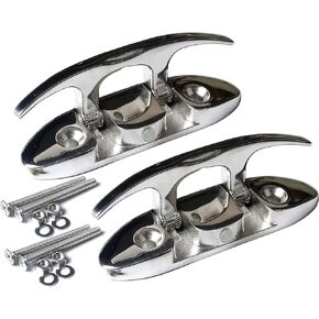 Boat Folding Cleats 4-1/2 inch Marine Dock Cleats Flip Up Boat Cleats Stainless Steel,with Installation Accessories Pair