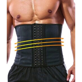 GainKee 100% Latex Men Waist Trainer Corsets With Steel Bone Sweat Belt Sauna Suit For Fitness Body Shaper