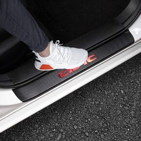 LEXLEY For Honda 2005-2023 2024 4-Door CIVIC Carbon Fiber Style Leather Door Sill Protector Anti-Dirty Scuff Plate Cover Guard Sills Protector Trim,Welcome Pedal Protect 4PCS -BLUE