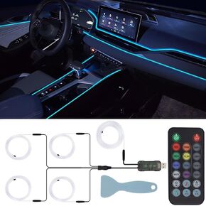 Car Led Strip Lights, Interior Ambient Car Lights,with Button and Remote Control,5 in 1 Car Lighting for Car Door, Center Console&Dashboard