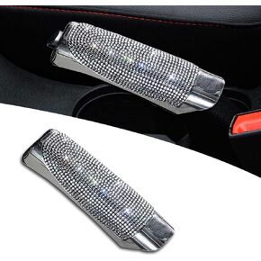 1 PC Bling Car Handbrake Cover, Car Handbrake Shell with Diamond, Universal Hand Brake Protector, Pull Handle Cover Modification, Car Interior Styling Accessories (White)