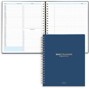 S&O Undated Daily Planner for Organization, Spiral Logbook with Hourly Schedule, Everyday Workbook Undated Diary- Routine To Do List Journal, Work Calendar Organizer Notebook, 200 Pages, 9" x 10.75"