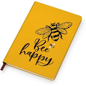 LBWCER Bee Notebook- Bee Themed Gifts for Women Men Bee Lovers-College Ruled Vintage Bee Leather Notebook Inspirational Notepad Soft Cover Planner Notebook (Bee kind)