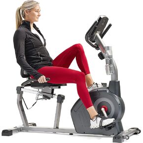 دراجة مستلقية مغناطيسية من Sunny Health & Fitness مع تطبيق SunnyFit® الحصري الاختياري المعزز للاتصال بالبلوتوث