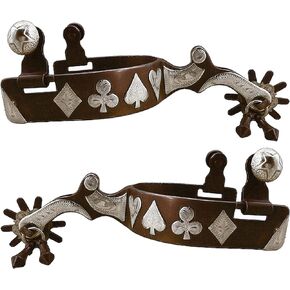 Centmehr Western Antiqued Spurs مع زخارف ألمانية فضية محفورة يدويًا ورويل مع Jingle Bobs