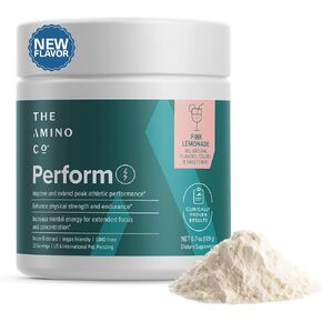 The Amino CO. Perform - Pre Workout Powder for Men & Women - Pure Eaa Amino Acids Preworkout Supplement with Natural Pink Lemonade Flavor (6.7oz)