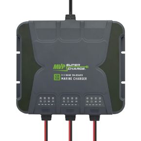 MVP Supercharge Marine Battery Charger - 30A 3-Bank (10A/Bank) Onboard 12V Waterproof Boat Charger Battery Maintainer for AGM/Calcium/Lithiumn/Deep-Cycle Batteries