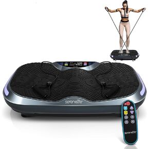 SereneLife Standing 3D Vibration Board Exercise Machine - Whole Body Workout Vibration Fitness Platform Passive Exercise - 2 Motor 3D Motion Technology, Resistance Band - Weight Loss & Toning SLVBX3