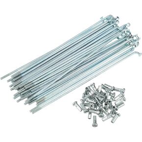 X AUTOHAUX 36pcs 14G J Bend Bicycle Steel Spokes Cycle Spokes with Brass Nipples Steel Spokes