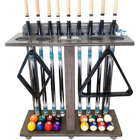 Corner Pool Cue Rack Hold 10 Cue Sticks & Billiard Accessories. Pool Table Stick Holder Made of 100% Solid Hardwood with Cone Chalk Holder (Corner 10-Mahogany) in Kuwait
