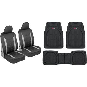 Motor Trend SpillGuard Waterproof Neoprene Car Seat Covers + All Weather Rubber Floor Mats for Cars Trucks SUV